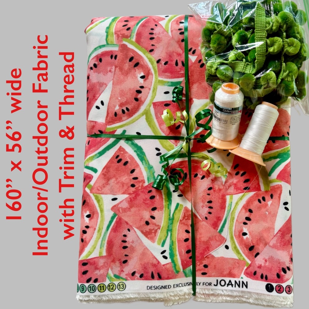 Indoor/Outdoor Watermelon Fabric (4.44 yds x 56”) with Trim & Upholstery Thread - Picture 3 of 17